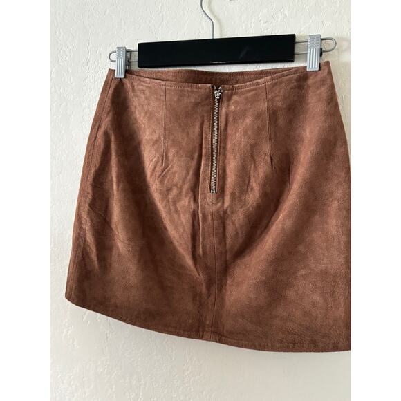 Blank NYC Brown Suede 100% Leather Mini Skirt Women's Size 28 - Picture 8 of 10